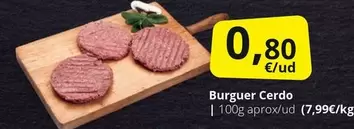 Oferta de Burguer Cerdo por 0,8€ en Supermercados MAS