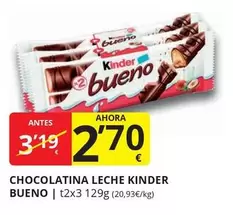 Oferta de Kinder - Chocolatina Leche Bueno por 2,7€ en Supermercados MAS