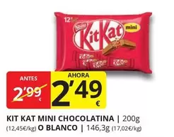 Oferta de Nestlé - Kit Kat Mini Chocolatina O Blanco por 2,49€ en Supermercados MAS