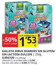 Oferta de Dibus - Galleta  Sharkies Sin Gluten/ Sin Lactosa por 2,29€ en Supermercados MAS