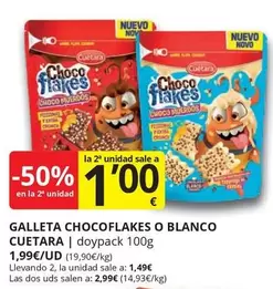 Oferta de Cuétara - Galleta Chocoflakes O Blanco por 1,99€ en Supermercados MAS