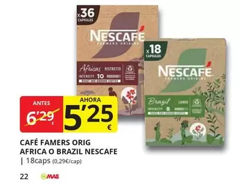 Oferta de Nescafé - Café Farmers Orig Africa O Brazil por 5,25€ en Supermercados MAS