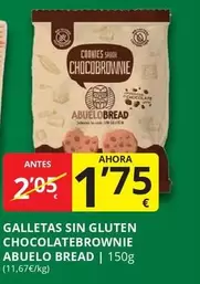 Oferta de Abuelo Bread - Galletas Sin Gluten Chocolatebrownie por 1,75€ en Supermercados MAS