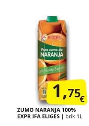 Oferta de Eliges - Zumo Naranja 100% Expr Ifa por 1,75€ en Supermercados MAS