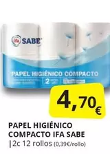 Oferta de Ifa sabe - Papel Higienico Compacto por 4,7€ en Supermercados MAS