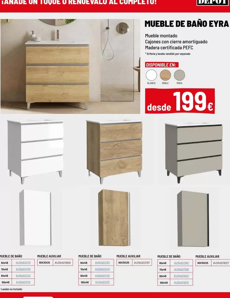 Oferta de Blanco - Mueble De Bano Eyra por 199€ en Brico Depôt