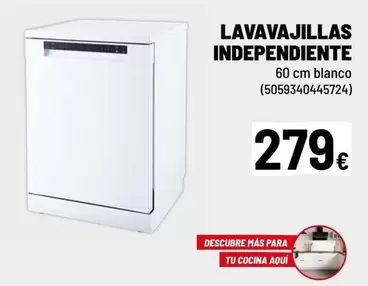 Oferta de Blanco - Lavavajillas Independiente por 279€ en Brico Depôt