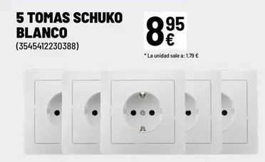 Oferta de Blanco - 5 Tomas Schuko por 8,95€ en Brico Depôt