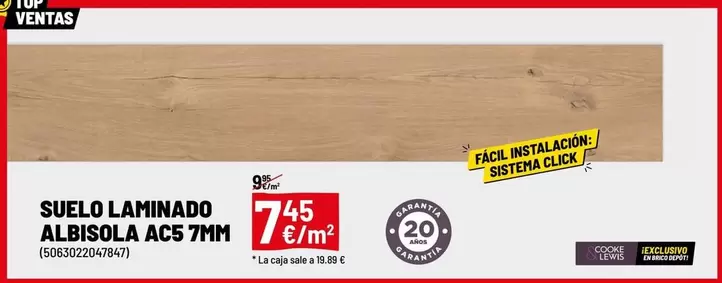 Oferta de Sistema - Suelo Laminado Acis por 7,45€ en Brico Depôt