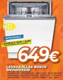 Oferta de Bosch - Lavavajillas  por 649€ en Expert