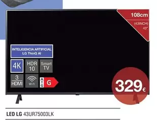 Oferta de LG - Led 43ur75003lk por 329€ en Milar