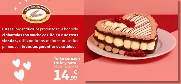 Oferta de Tarta Corazón Trufa Y Nata por 14,99€ en Alcampo