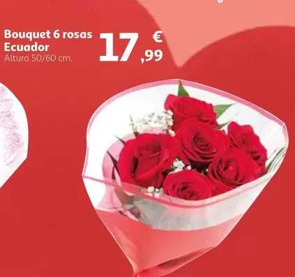 Oferta de Bouquet 6 Rosas Ecuador por 17,99€ en Alcampo