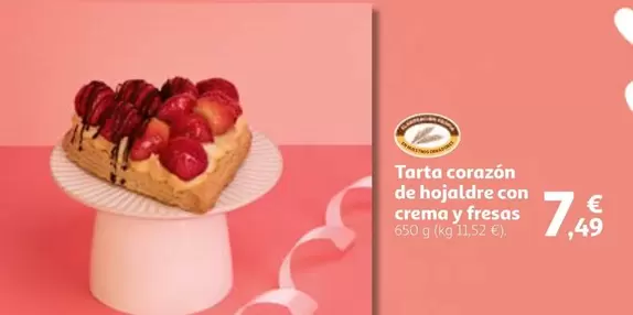 Oferta de Tarta Corazón De Hojaldre Con Crema Y Fresas por 7,49€ en Alcampo