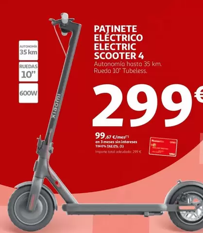 Oferta de Xiaomi - Patinete Eléctrico Electric Scooter 4 por 299€ en Alcampo