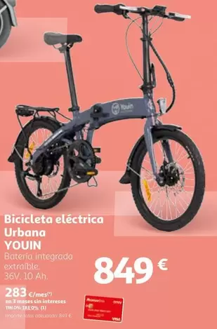 Oferta de Youin - Bicicleta Eléctrica Urbana por 849€ en Alcampo