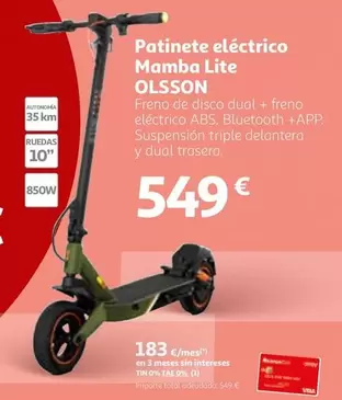 Oferta de Olsson - Patinete Eléctrico Mamba Lite por 549€ en Alcampo