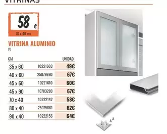 Oferta de Vitrina - Vitrina Aluminio por 58€ en Obramat