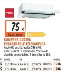 Oferta de Teka - Campana Cocina Encastrable Telescopica por 75€ en Obramat