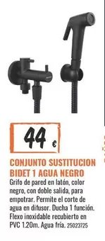 Oferta de PVC - Conjunto Sustitucion Bidet 1 Agua Negro por 44€ en Obramat