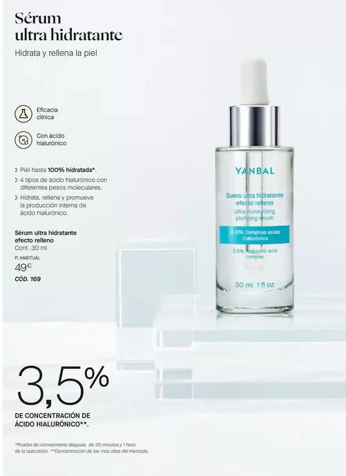 Oferta de Yanbal - Sérum Ultra Hidratante Efecto Relleno por 49€ en Yanbal