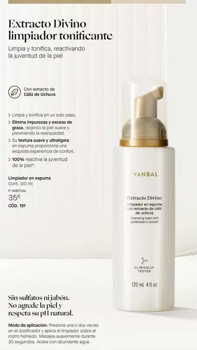 Oferta de Yanbal - Limpiador En Espuma por 35€ en Yanbal