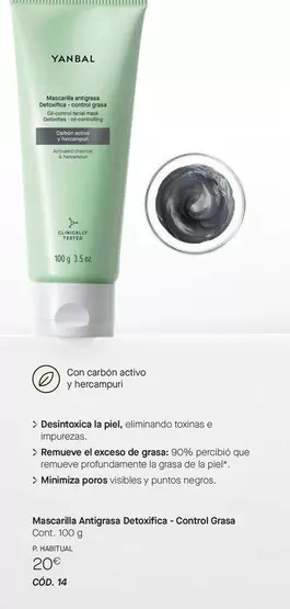 Oferta de Yanbal - Mascarilla Antigrasa Detoxifica/ Control Grasa por 20€ en Yanbal