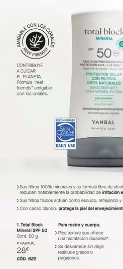 Oferta de Yanbal - Total Block Mineral Spf 50 por 28€ en Yanbal