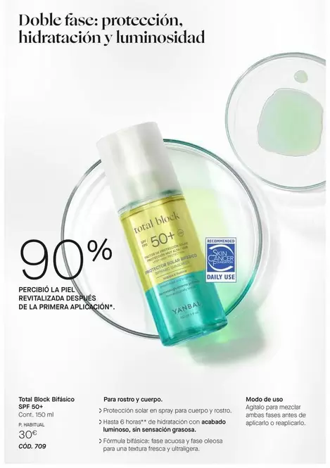 Oferta de Yanbal - Total Block Bifasico Spf 50+ por 30€ en Yanbal