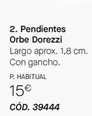 Oferta de Pendientes Orbe Dorezzi por 15€ en Yanbal