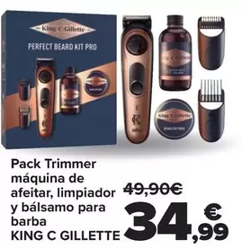 Oferta de King C Gillette - Pack Trimmer Maquina De Afeitar Limpiador Y Balsamo Para Barba  por 34,99€ en Carrefour