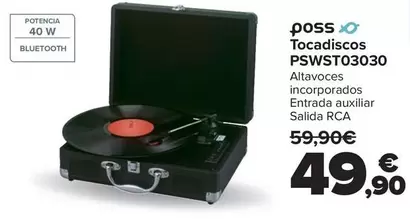 Oferta de Poss - Tocadiscos Pswst03030 por 49,9€ en Carrefour