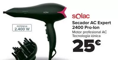 Oferta de Solac - Secador Ac Expert 2400 Pro-Ion por 25€ en Carrefour