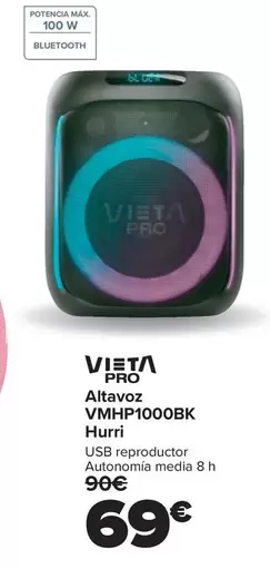 Oferta de Vieta Pro - Altavoz VMHP1000BK Hurri por 69€ en Carrefour