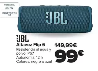 Oferta de JBL - Altavoz Flip 6 por 99€ en Carrefour