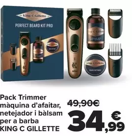 Oferta de King C Gillette - Pack Trimmer Maquina De Afeitar Limpiador Y Balsamo Para Barba  por 34,99€ en Carrefour