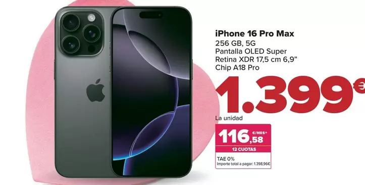 Oferta de Apple - Iphone 16 Pro Max por 1399€ en Carrefour