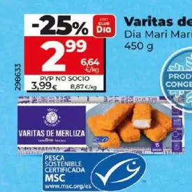 Oferta de Dia Mari Marinera - Varitas De Merluza por 2,99€ en Dia