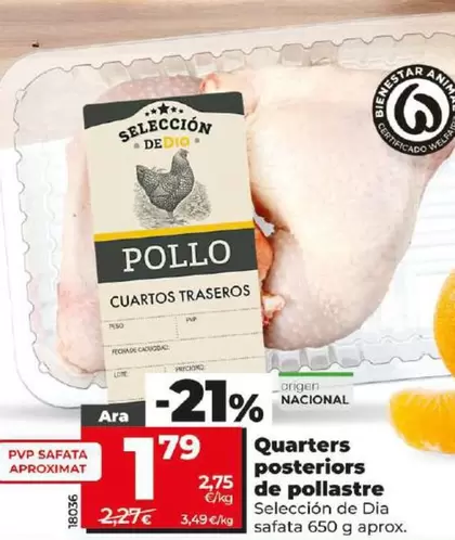 Oferta de Seleccion De Dia - Cuartos Traseros De Pollo por 1,79€ en Dia