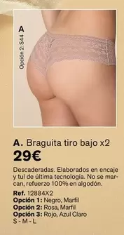 Oferta de Braguita Tiro Bajo X2 por 29€ en Leonisa