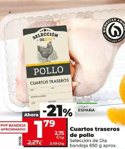 Oferta de Seleccion De Dia - Cuartos Traseros De Pollo por 1,79€ en Dia