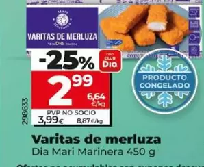 Oferta de Dia Mari Marinera - Varitas De Merluza por 2,99€ en Dia