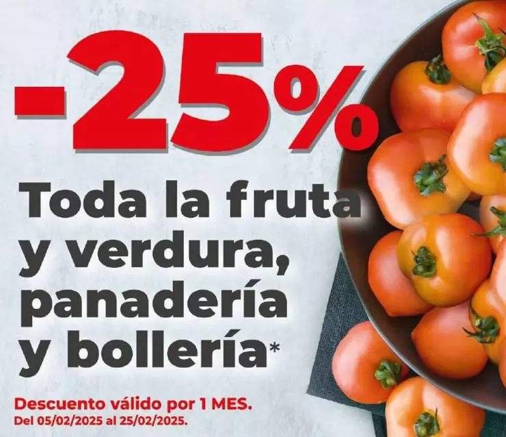 Oferta de Toda la fruta y verdura, panadería y bollería en Dia