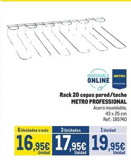 Oferta de Metro Professional - Pack 20 Copas Pared/techo por 19,95€ en Makro