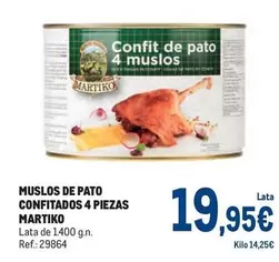 Oferta de Martiko - Muslos De Pato Confitados 4 Piezas por 19,95€ en Makro