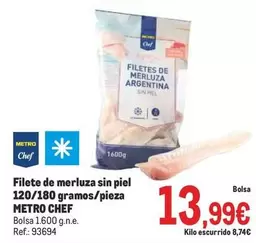 Oferta de Metro Chef - Filete De Merluza Sin Piel por 13,99€ en Makro