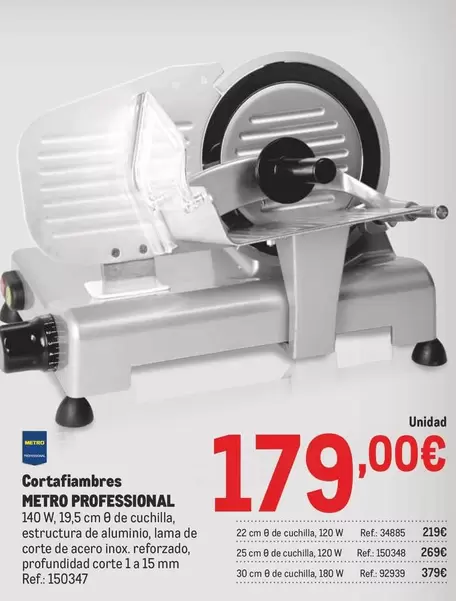 Oferta de Metro Professional - Cortafiambres por 179€ en Makro