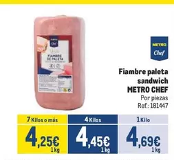 Oferta de Fiambre Paleta Sandwich por 4,69€ en Makro