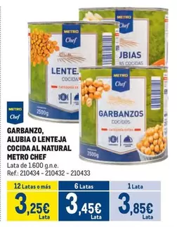 Oferta de Metro Chef - Garbanzo/ Alubia O Lenteja Cocida Al Natural por 3,85€ en Makro