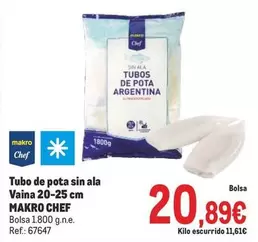 Oferta de Makro - Chef Tubo De Pota Sin Ala Vaina 20-25 Cm por 20,89€ en Makro